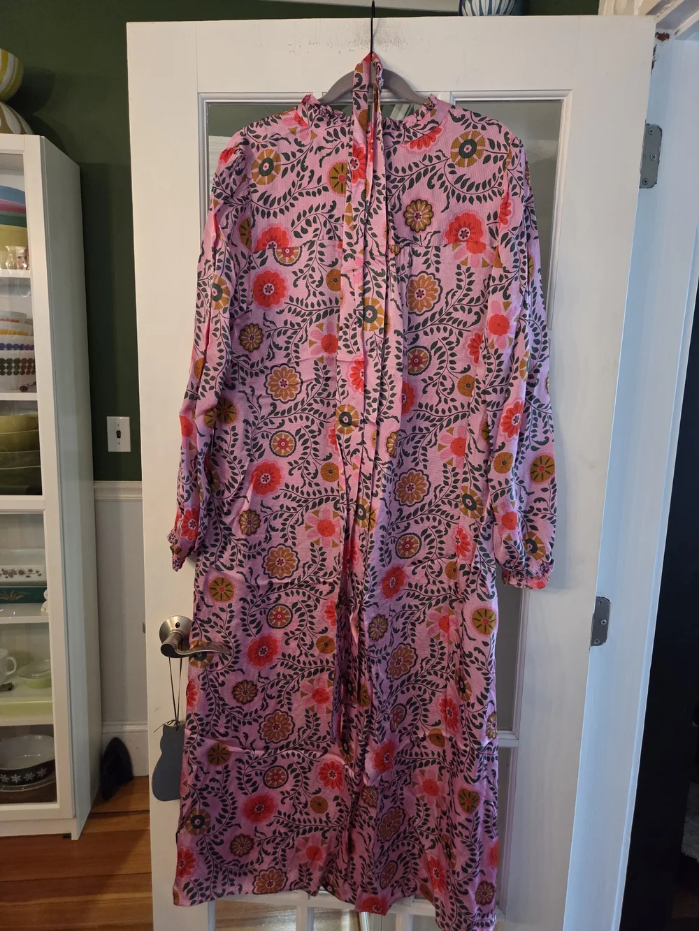 Boden Pink Floral Belted Midi Satin Dress - Size 14 - Picture 7 of 12